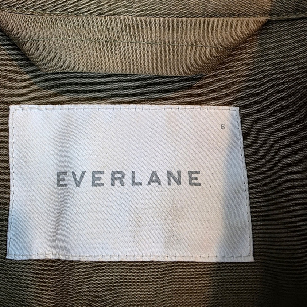 Everlane Womens Short Trench Coat Khaki Brown Double Breasted Cotton Jacket Sz S - Picture 6 of 9